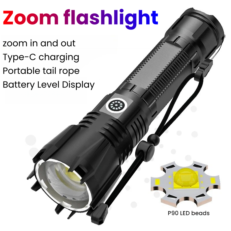 Hunting Outdoors - High-power P90 LED Flashlight TYPE-C Rechargeable