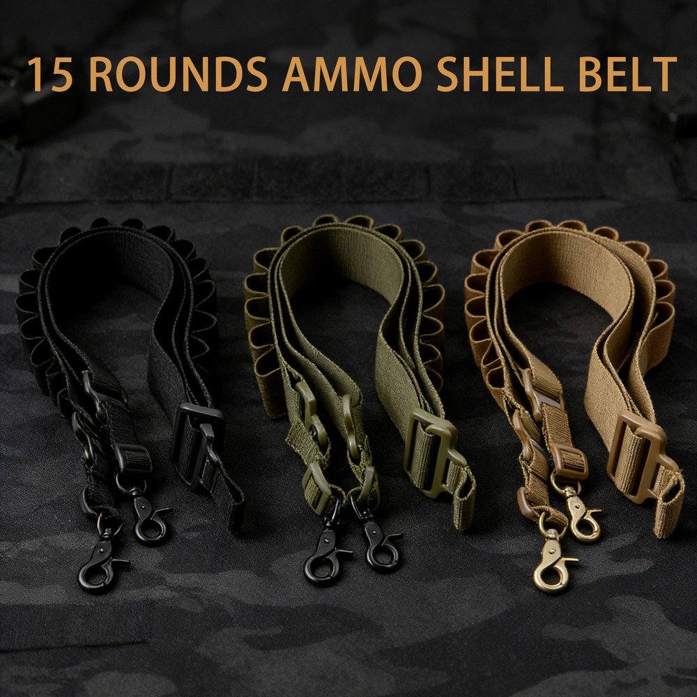 15 Rounds Ammo Shell Belt Rifl - Outdoor Hunting Rifle ulasan dan harga