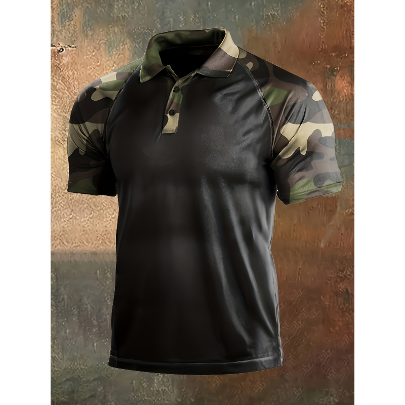 Men's Tactical Camo Polo Shirt - Hunting Outdoor Apparel ulasan dan harga