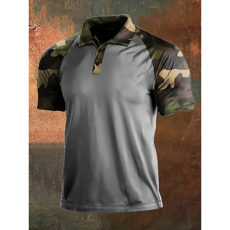 Men's Tactical Camo Polo Shirt - Hunting Outdoor Apparel ulasan dan harga