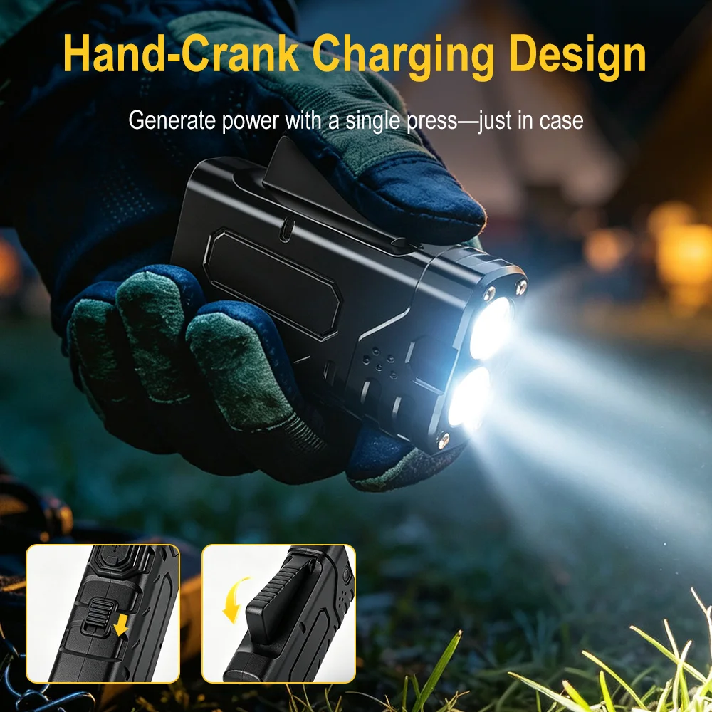BORUIiT Hand Crank EDC LED Fla - Outdoor Hunting Lights ulasan dan harga
