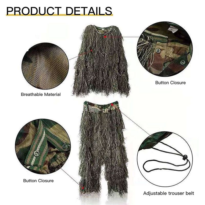 AEF6-2X 5 In 1 Ghillie Suit,3D - Hunting Outdoor Apparel ulasan dan harga